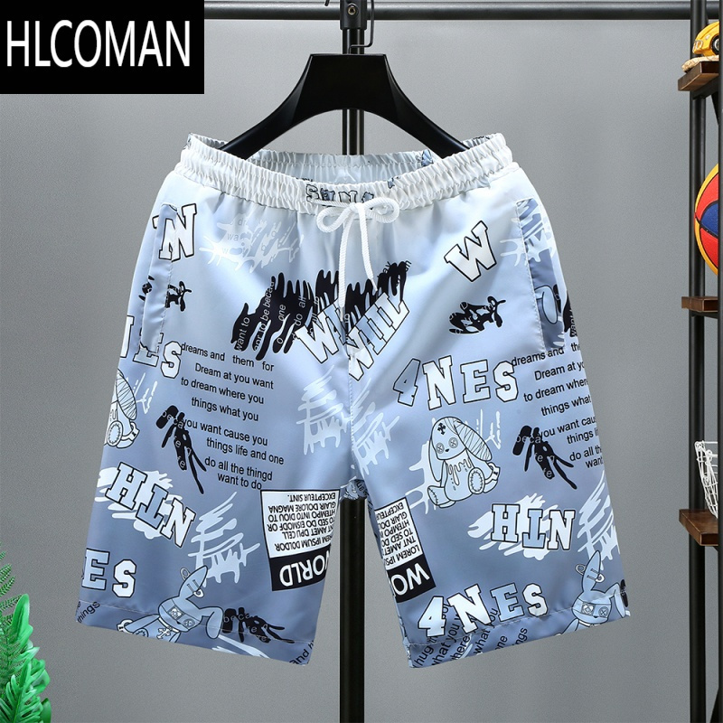 HLCOMAN短裤男士夏季薄款冰丝速干休闲中裤运动五分沙滩大裤衩子潮流男装