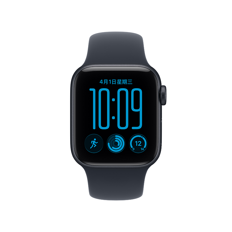 Apple Watch SE3 GPS 44毫米午夜色铝金属表壳 海军蓝色运动型表带-M/L高清大图