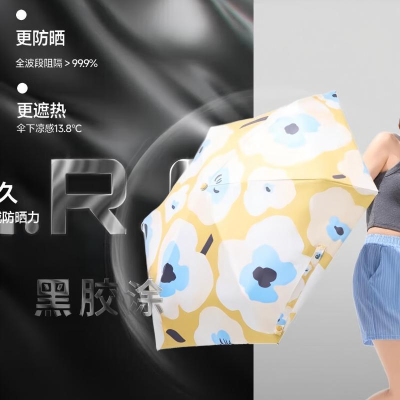 蕉下 防紫外线遮阳伞五折黑胶晴雨伞防晒伞BM526 小岛夏日高清大图
