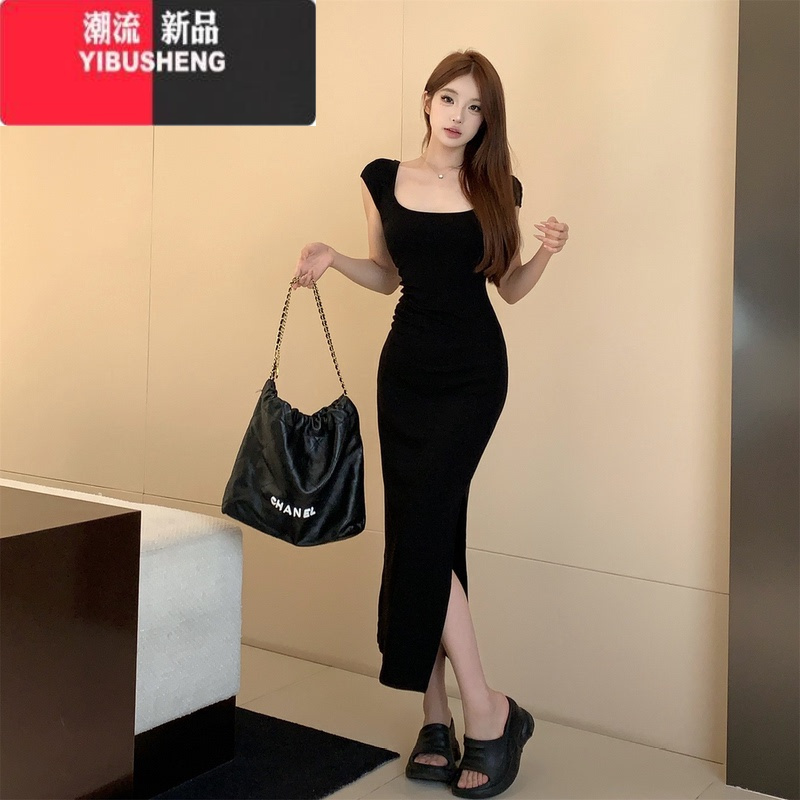 YIBUSHENG[冰冰蜜瓜奶昔~]露背连衣裙女纯欲温柔风修身甜辣包臀长裙女