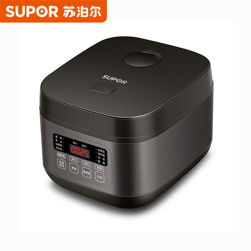 苏泊尔(SUPOR)4L绒黑色底盘加热电饭煲圆形煲机械控支持预约不粘涂层内胆3-6人适用高清大图