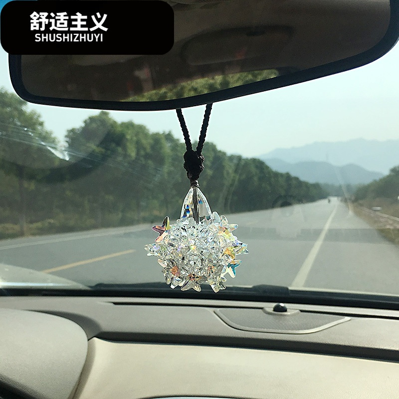 新款高档水晶汽车挂件 车内饰保平安简约创意后视镜坠