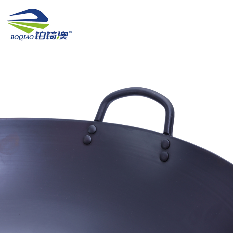 铂锜澳商用氮化双耳铁锅 炒锅高清大图