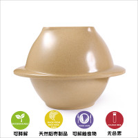 玉米(corn) 稻壳凹耳碗 3件套 植物稻壳环保 儿童餐具 吃饭碗叉子勺子三件套 餐具套装