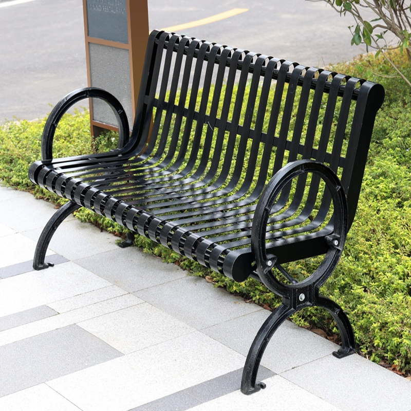 公园长椅金属户外铁艺椅子小区双人靠背椅广场休闲长凳子室外座椅