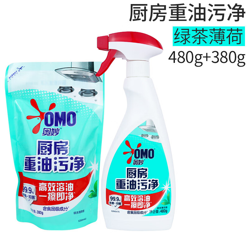 奥妙厨房重油污净绿茶薄荷香型组合装 (480G+380G)