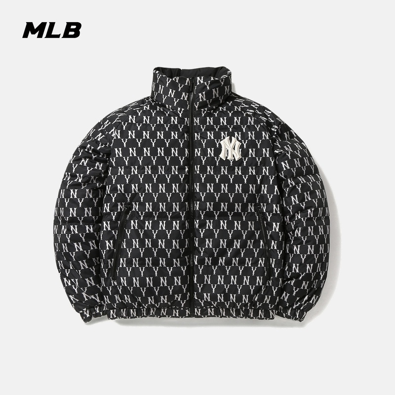 MLB男女羽绒服NY保暖双面外套复古老花运动休闲秋冬新款