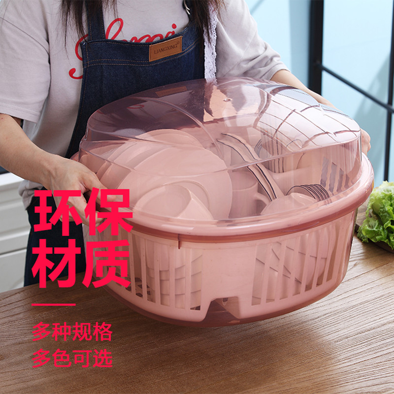 厨房家用带盖碗盆碗碟置物架塑料碗柜装碗筷收纳盒放碗箱沥水碗架高清大图