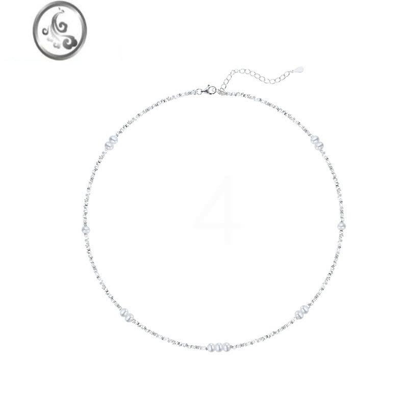 JiMi碎银几两珍珠项链女冷淡风小众设计感高级锁骨链时尚轻奢银银颈链图片