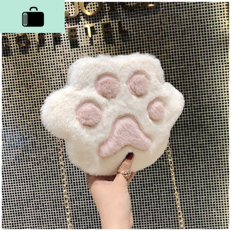 ins软妹迷你小包包斜挎韩版女学生可爱毛绒包包春夏链条单肩包NEW LAKE女士单肩包