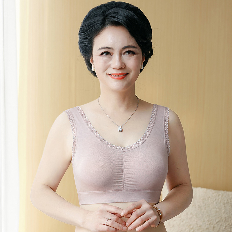 suntek中老年文胸无钢圈大码全罩杯加肥加大睡眠胸罩莫代尔背心妈妈
