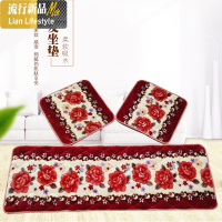 红木沙发垫实木坐垫家具椅加厚木质新老中式毛绒垫子防滑四季通用三维工匠 55*55*2个加55*170三件套 红色