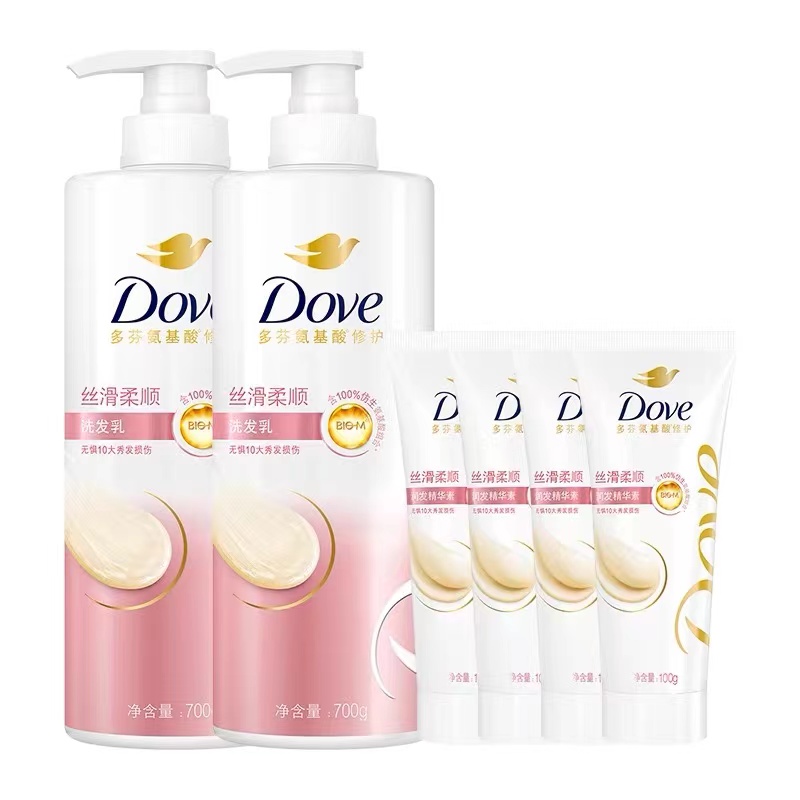 Dove/多芬日常修护柔顺丝滑洗发乳700g×2+护发素400g滋润修护