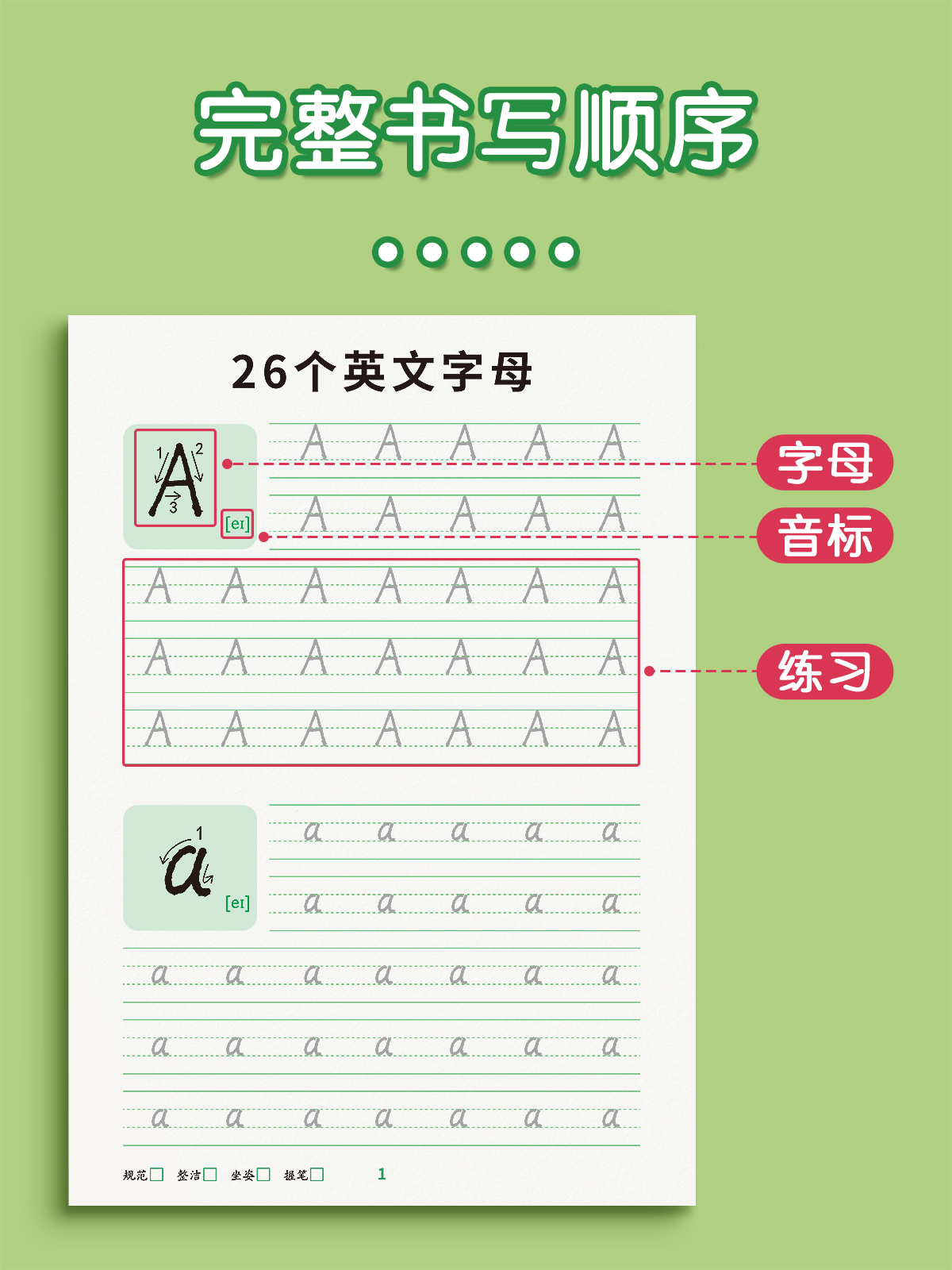 26个英文字母+三年级英语上下册/送2握笔器 [正版]26个英文字母练字帖衡水体英语字帖小学生一二三年级意大利斜体每日一高清大图