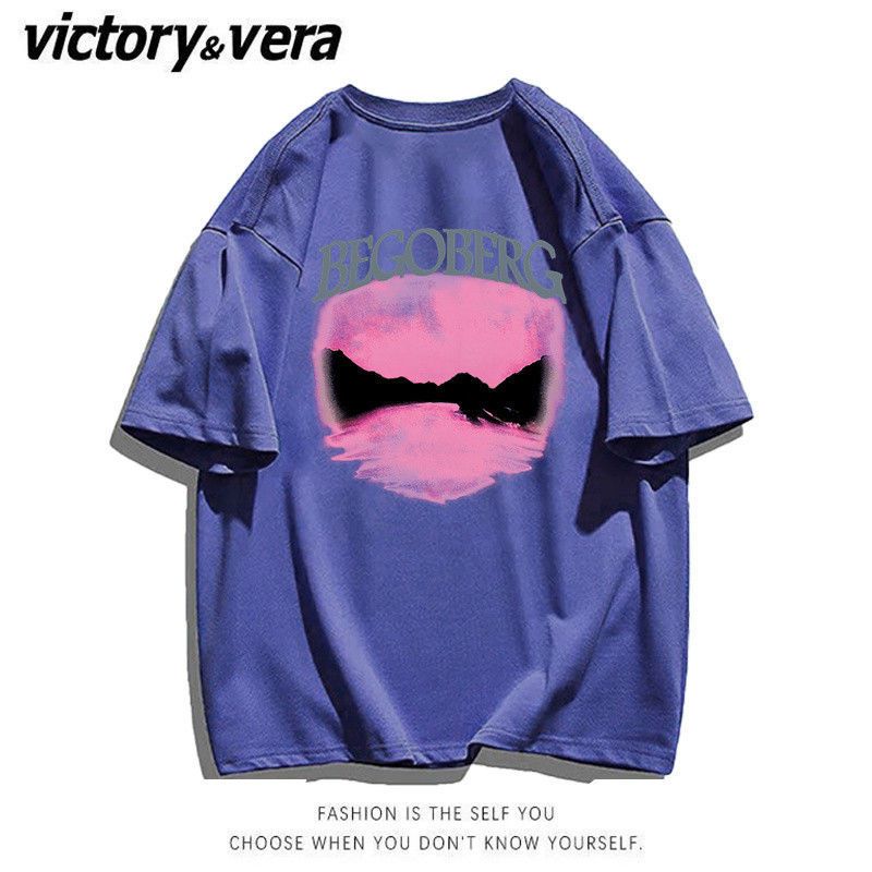 VICTORYVERA美式高街复古黑色短袖t恤女2022夏季新款韩版宽松上衣