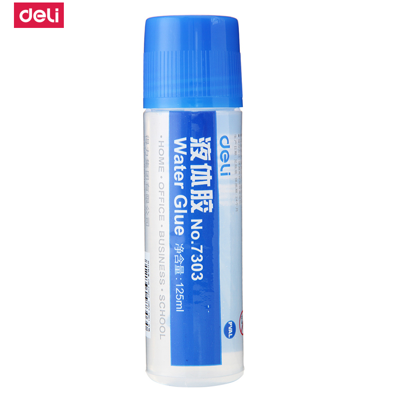 得力(deli)7303液体胶水通用学生手工胶美工胶水办公胶粘办125ml规格（一瓶装）宁选