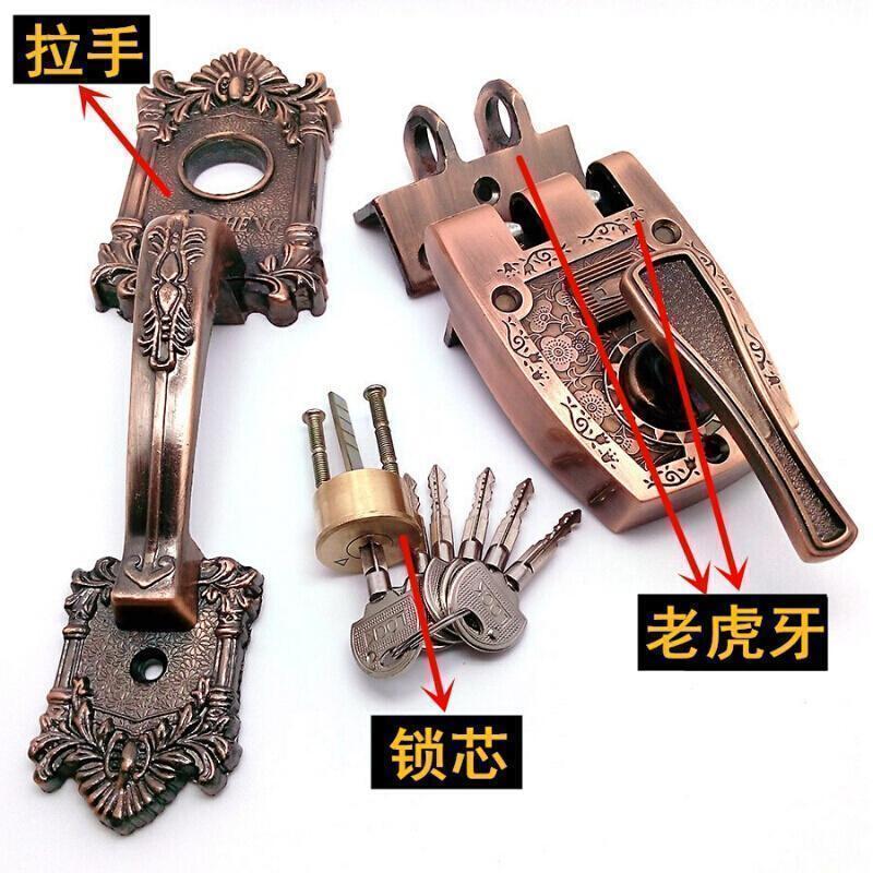汐岩精品老虎锁防盗锁老式虎齿外装木大锁自动锁IA超B级锁芯高清大图