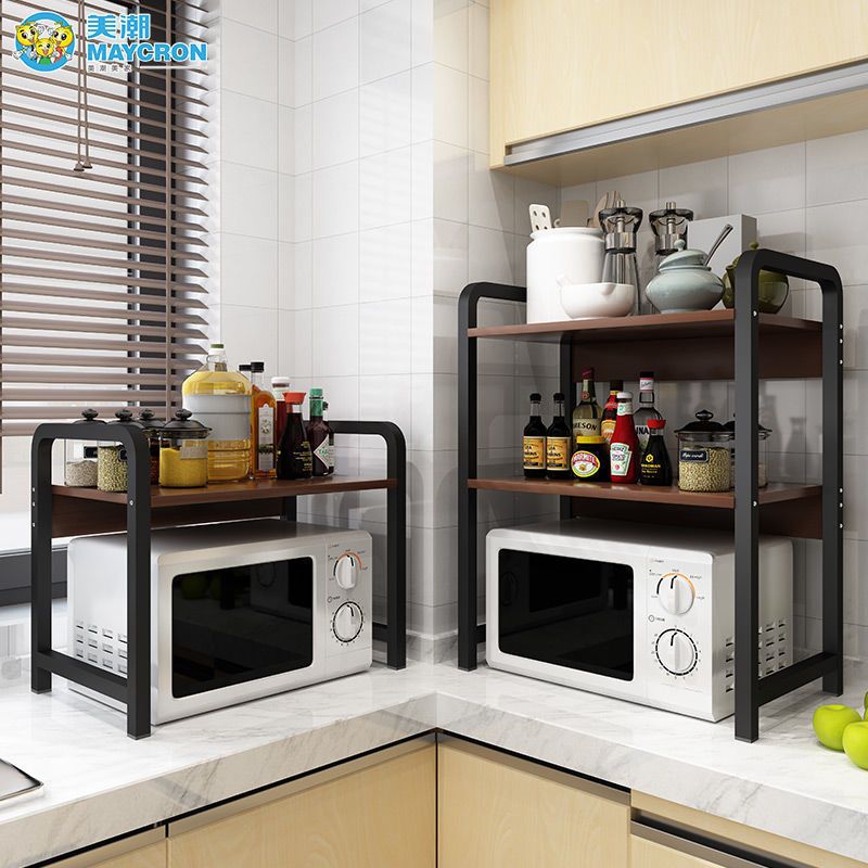 厨房台面置物架烤箱微波炉铁架子家用置物架调料架多功能收纳架简欧款