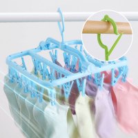 家用圆盘多夹子折叠晾衣架内衣袜子宝宝晾晒架婴儿塑料衣挂儿童生活日用家庭清洁洗晒用品衣架