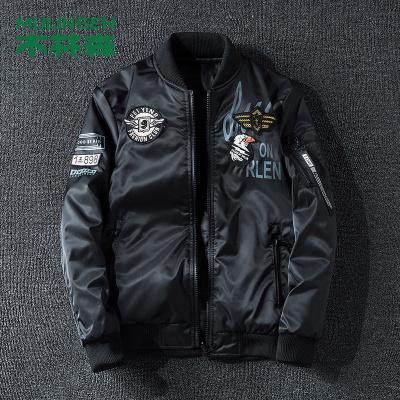 木林森(MULINSEN)飞行员夹克男韩版刺绣棒球服薄款军装外套9988