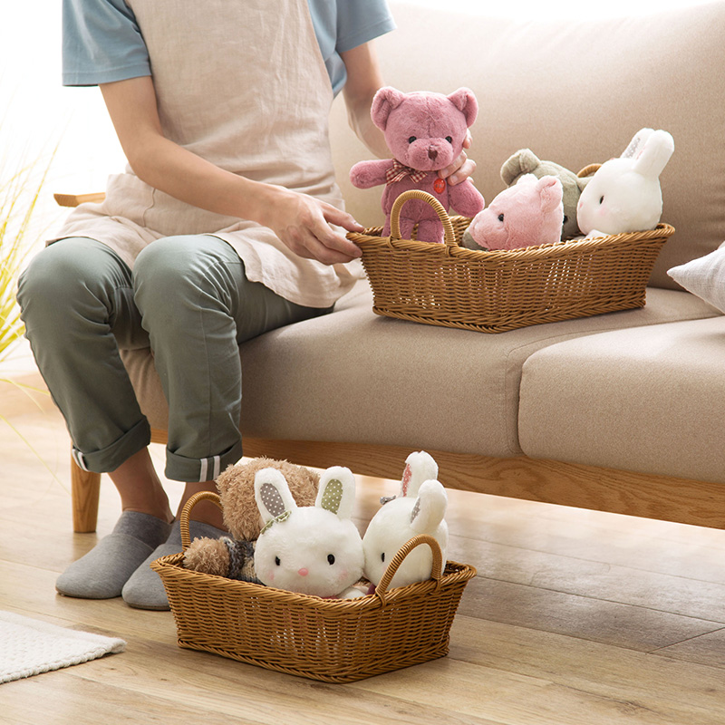 仿藤编收纳篮塑料编织整理筐 玩具收纳筐浴室储物篮脏衣篮高清大图