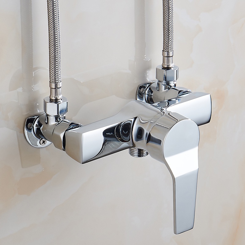 明装淋浴龙头花洒套装电热水器混合混水阀冷热浴室卫浴明管淋浴器