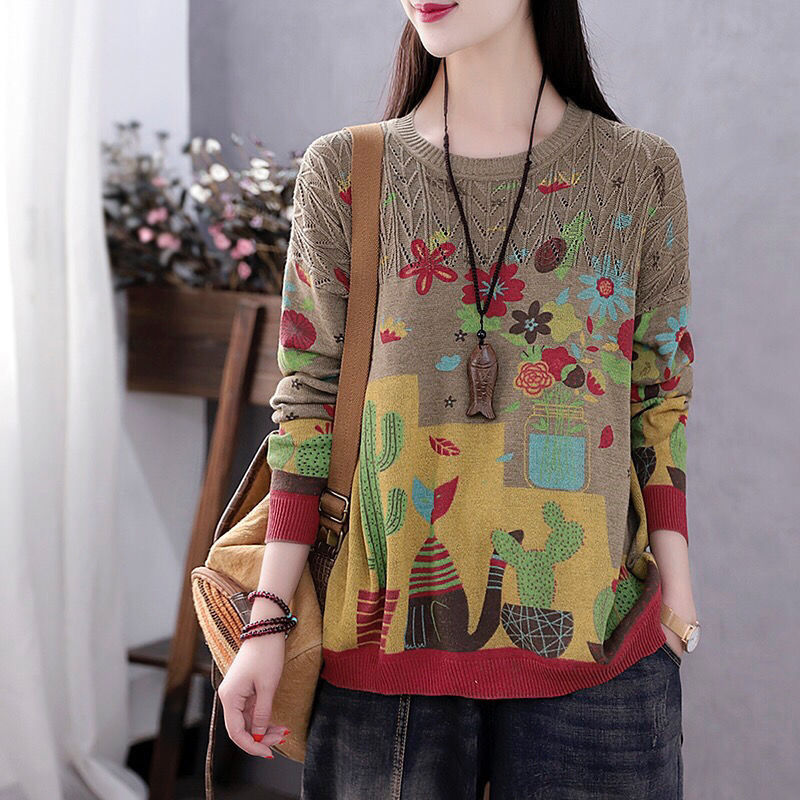 文艺花色毛衣