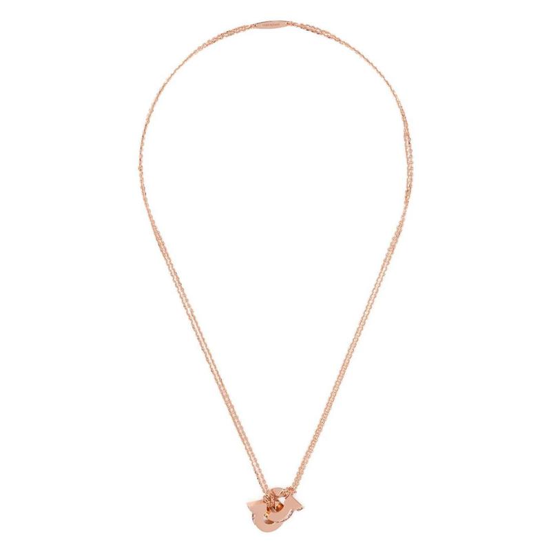 Salvatore Ferragamo菲拉格慕双Gancini吊坠项链女款黄铜材质时尚饰品高清大图