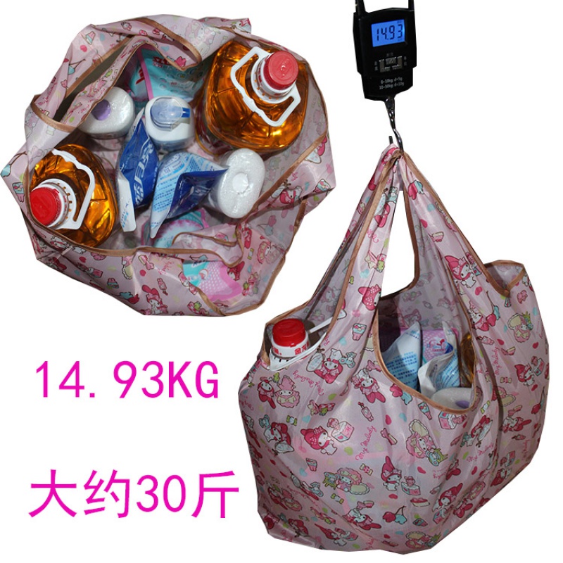 家柏饰(CORATED)折叠便携大容量单肩女购物袋袋加厚防水尼龙买菜袋无纺布袋高清大图