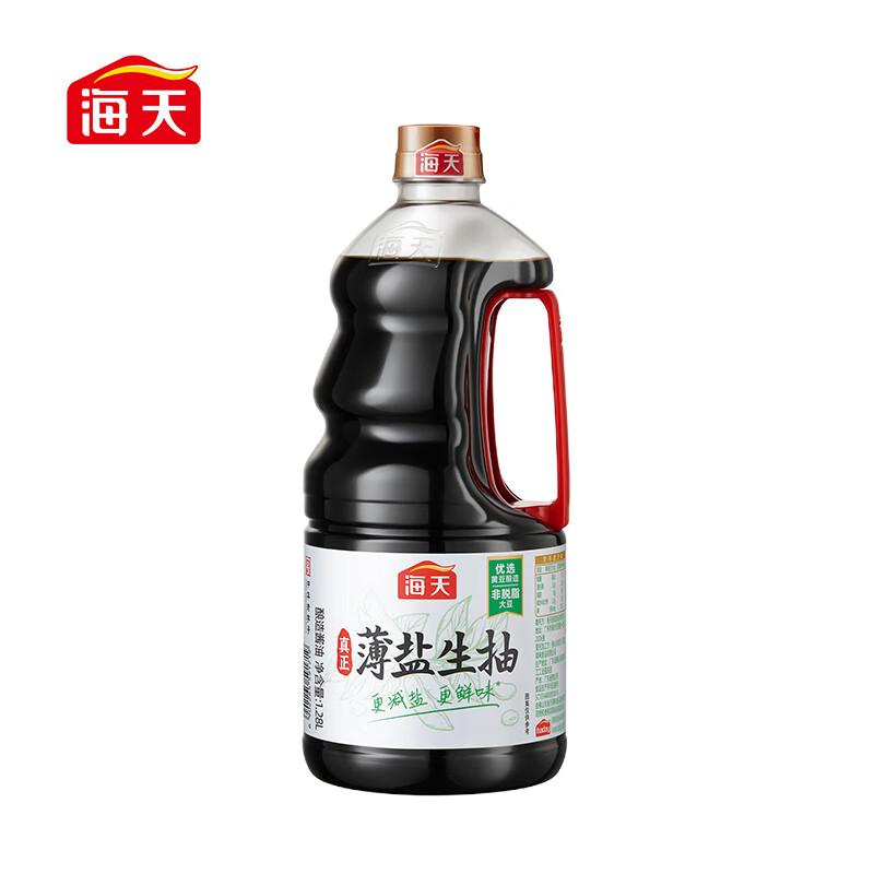 海天 减盐系列 薄盐生抽[薄盐酱油]1.28L 炒菜炖肉凉拌点蘸淡盐高清大图