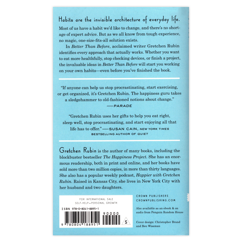 [正版]比从前更好 英文原版 Better Than Before 幸福计划作者格雷琴鲁宾 习惯养成 搭原子习惯 思考高清大图