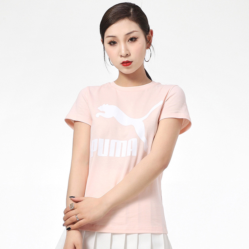 PUMA彪马 新款女子休闲印花圆领短袖T恤 Classics Logo Tee 53228227