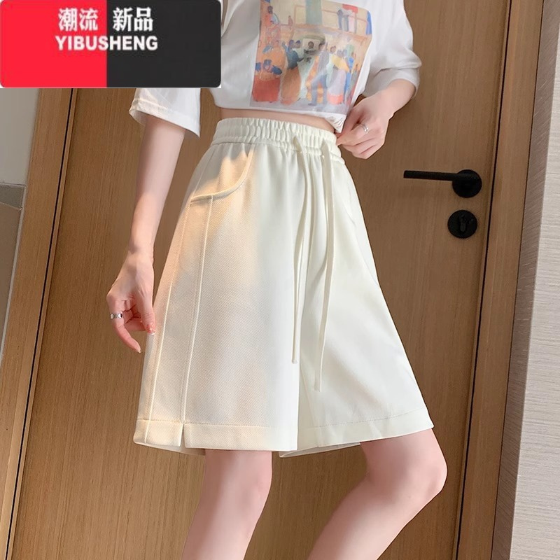 YIBUSHENG短裤女季薄款2024新款高腰显瘦五分宽松阔腿外穿运动休闲裤穿搭