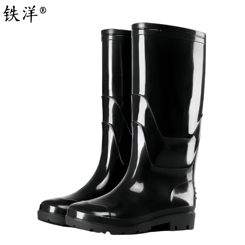 铁洋 黑色光泽高筒雨鞋 TY-YX001 双高清大图