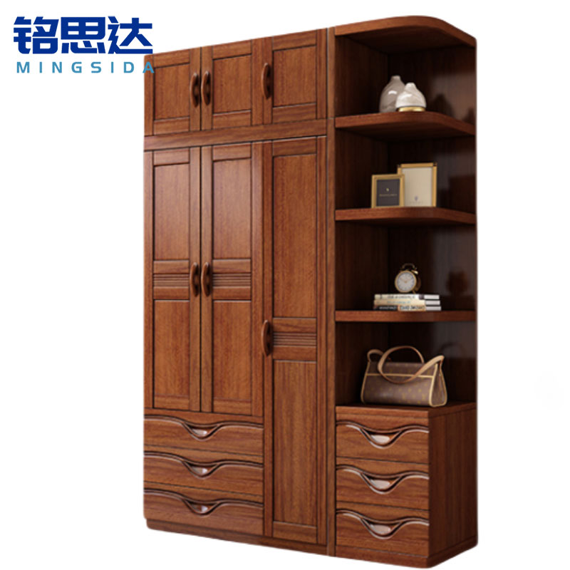 铭思达实木衣柜三门+顶柜+边柜套高清大图
