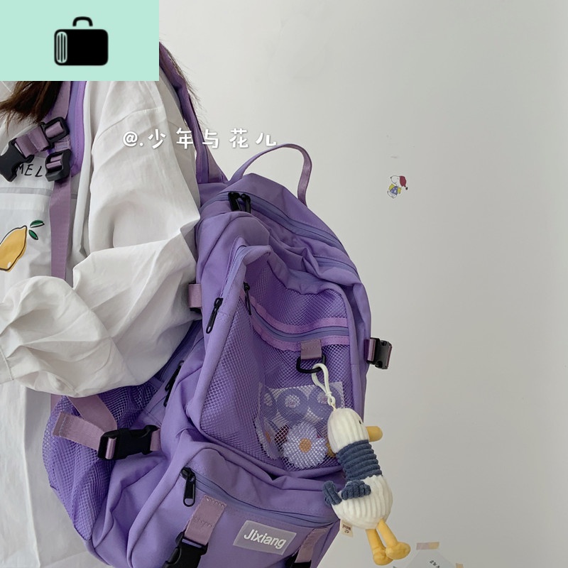 日系简约原宿工装双肩包男旅行电脑背包学生书包女高中ins大容量NEWLAKE高清大图