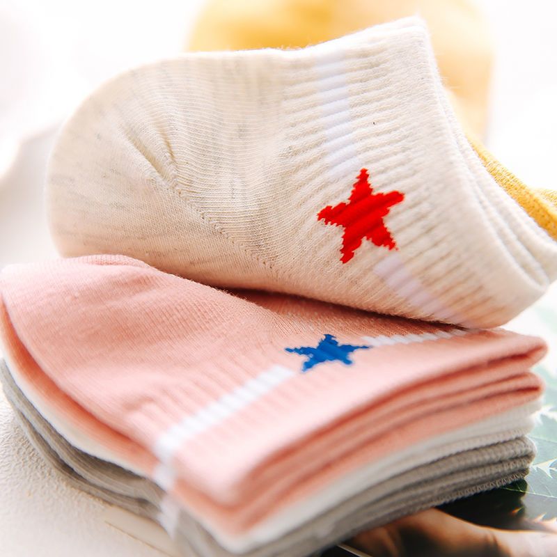 [短袜]英文luck 5双装