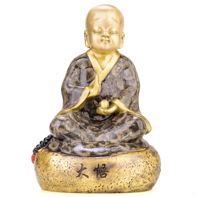 家柏饰(CORATED)小和尚摆件 彩铜佛系禅意小沙弥客厅家居摆设装饰品工艺品高清大图