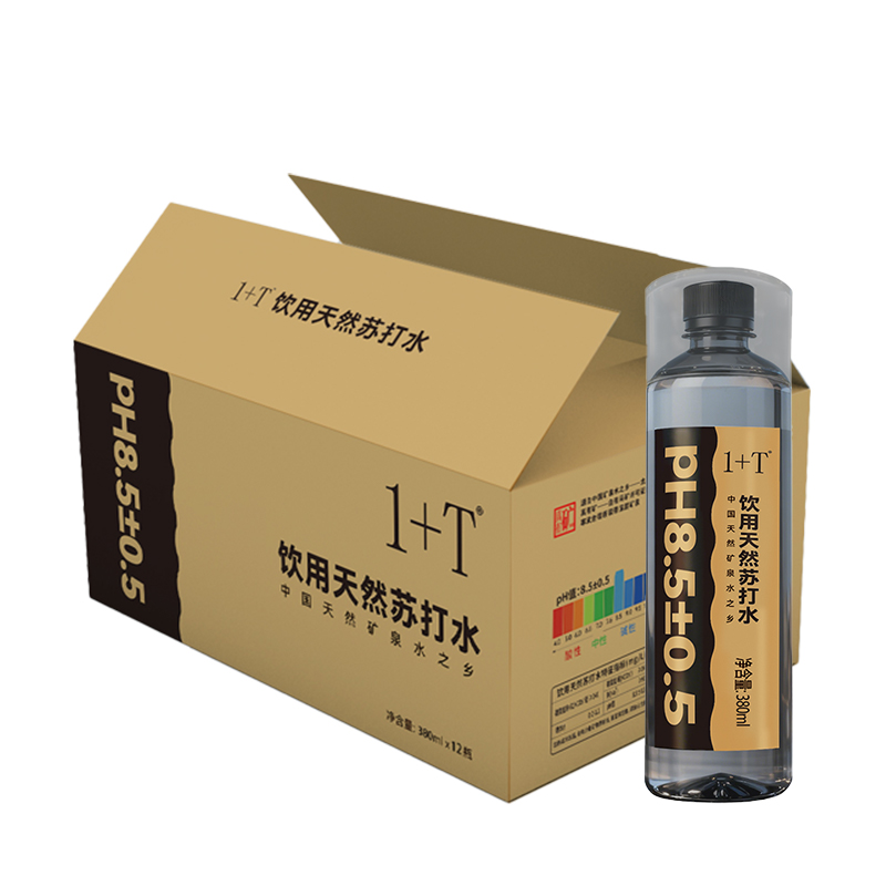 1+T 饮用天然苏打水 380ml*12瓶/箱高清大图