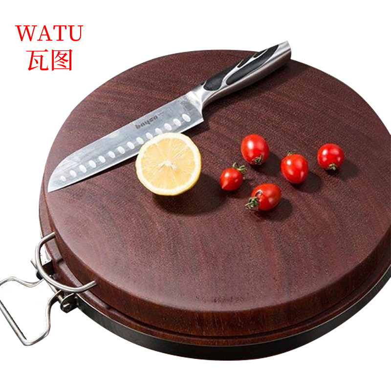 瓦图 圆形砧板 铁木砧板 36*4钢圈高清大图