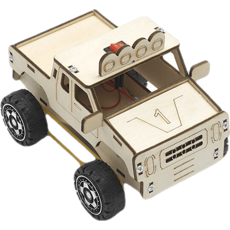 diy儿童手工制作拼装四驱越野车小汽车木质小车材料包儿童玩具生日
