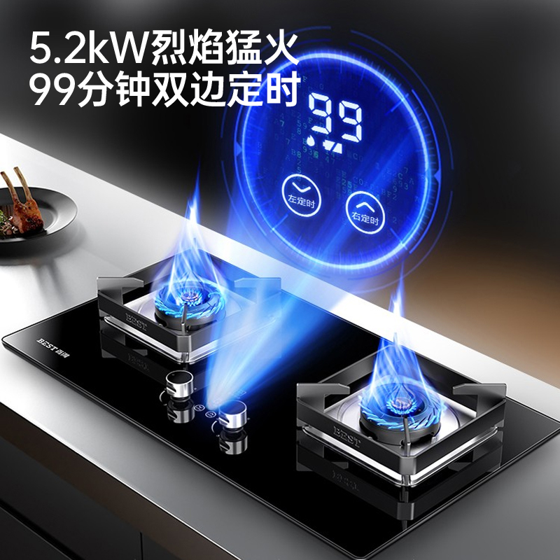 华帝百得QE55煤气灶双灶家用燃气灶台灶具大火力定时猛火炉 液化气