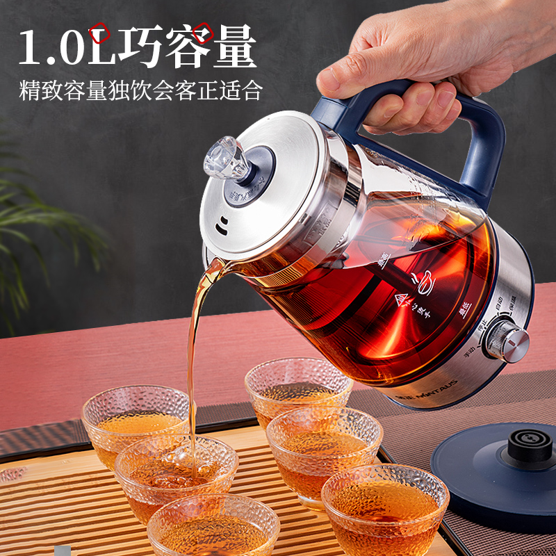 蒸汽煮茶器家用小型黑茶普洱煮茶壶全自动保温玻璃电烧水壶蒸茶器JZ-W89 [旗舰款4挡调节]带保温-1.2升高清大图