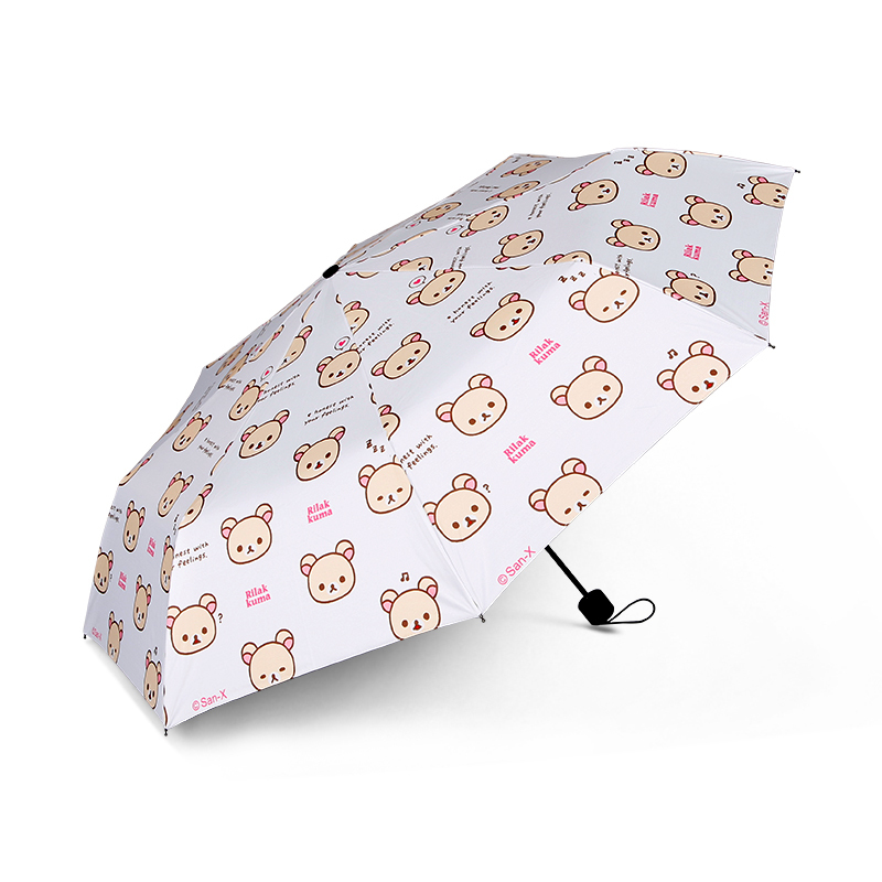 菲诺 轻松小熊黑胶晴雨伞折叠女创意小清新防紫外线遮阳伞防晒太阳伞