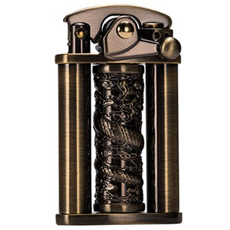 zorro佐罗煤油铜打火机摇臂旋转龙 解压趣玩送男友男士老式怀旧收藏