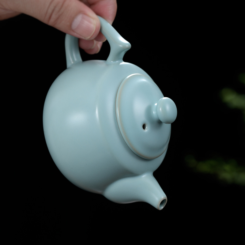 元青茶壶(MULTIPOTENT)汝窑茶壶开片可养陶瓷功夫茶具泡茶壶单壶 如意壶160ML高清大图