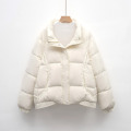 新款羽绒服女小个子冬季加厚立领宽松鸭绒面包服外套保暖 M 白色