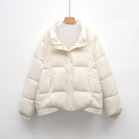 新款羽绒服女小个子冬季加厚立领宽松鸭绒面包服外套保暖 M 白色