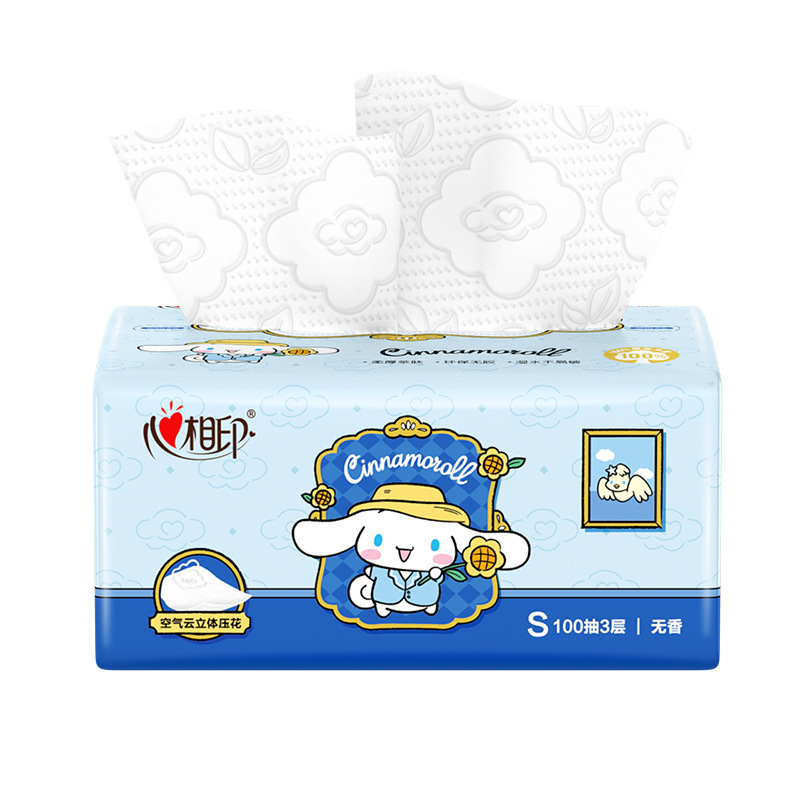 DT17100(箱装)心相印云感 100抽20包三层立体压花塑装面巾纸三丽鸥联名款高清大图