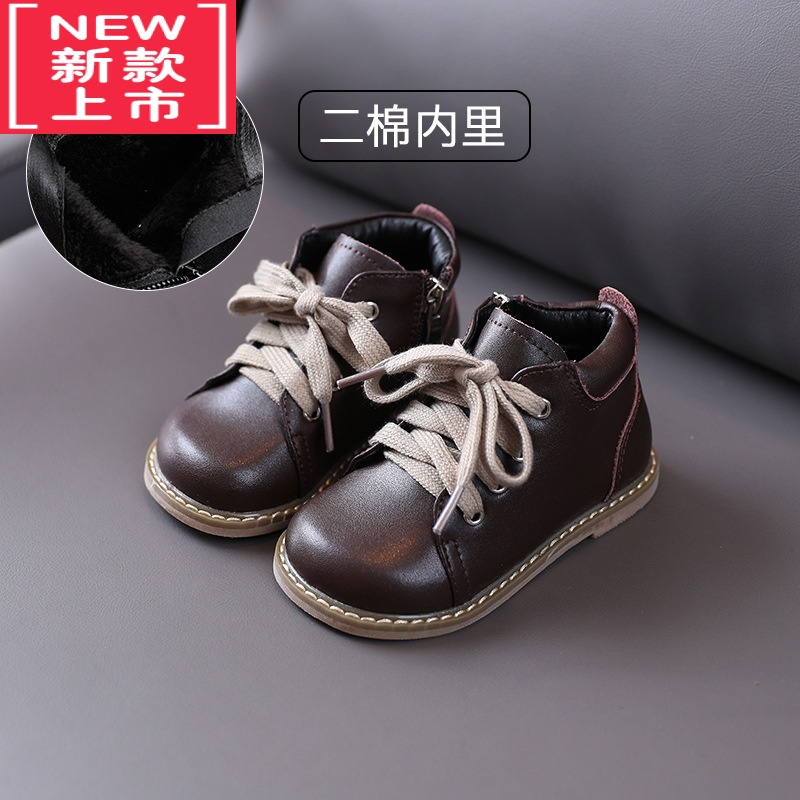 可莉允砚台家韩版儿童软底侧拉链马丁靴男女童靴子宝宝鞋子短靴秋冬款